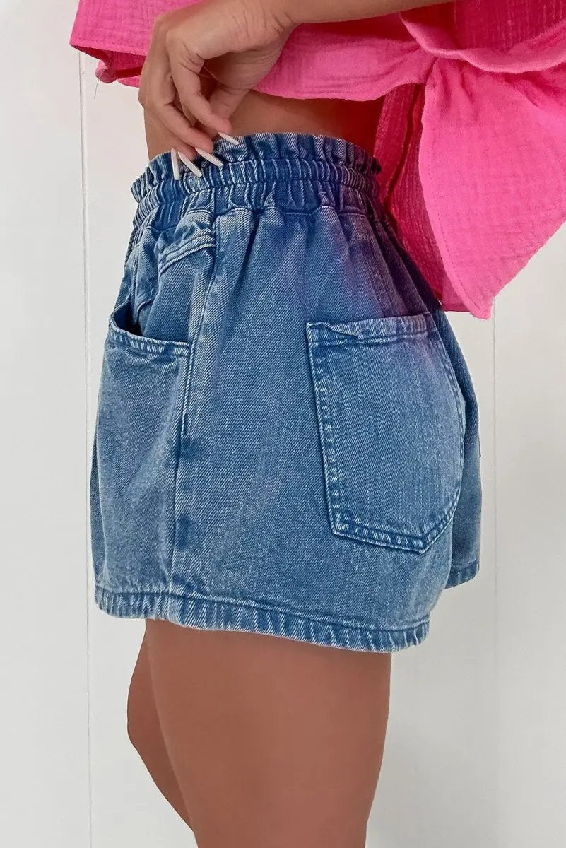 Ashleigh Blue Drawstring High Waist Casual Denim Shorts - Love Salve